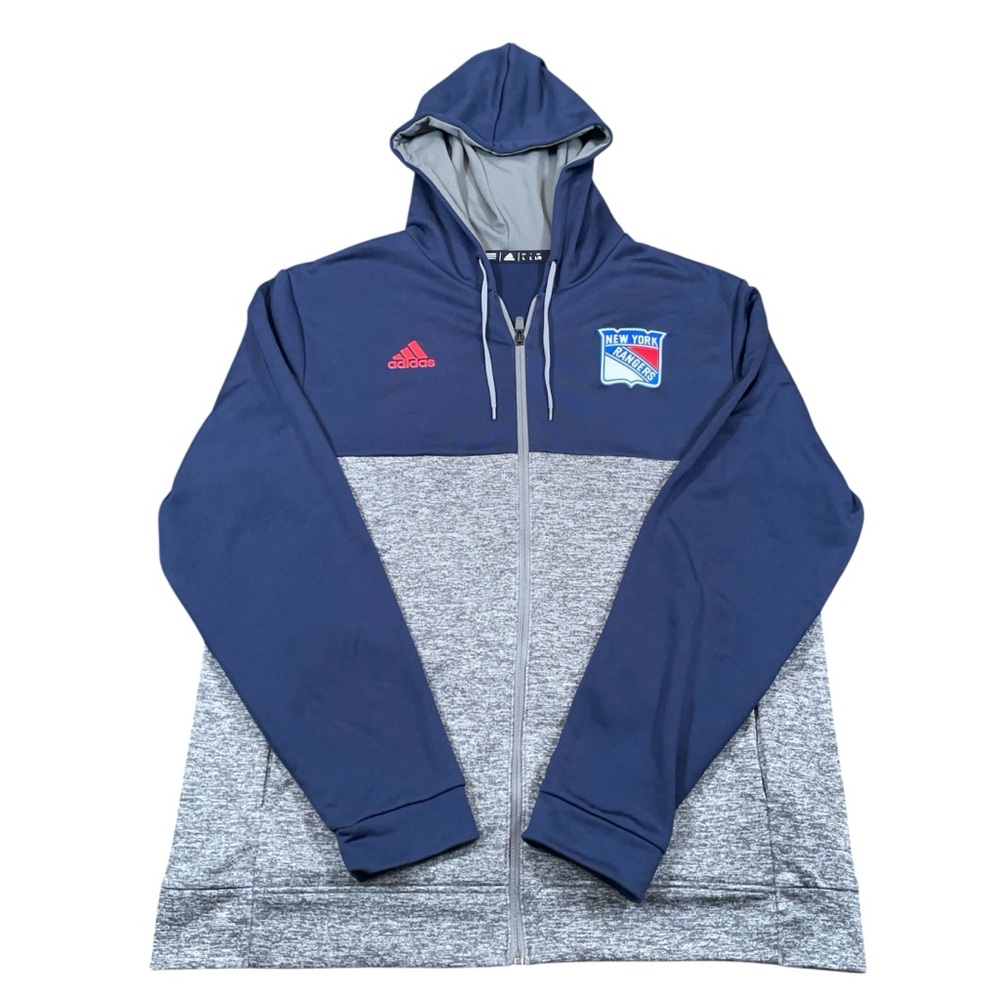 Adidas NY Rangers Full Zip Hoodie Men’s Large Blue Gray NHL Jacket